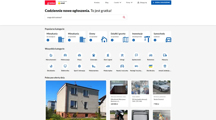 Gratka.pl scraper — dane ogłoszeń nieruchomości i motoryzacji z Gratka.pl