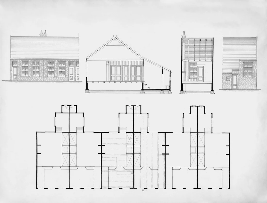Architektoniczne rysunki techniczne budynku